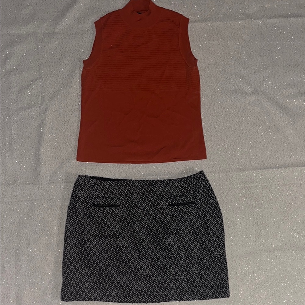 VINTAGE Dalia Collection Black and White Pencil Mini Skirt Casual